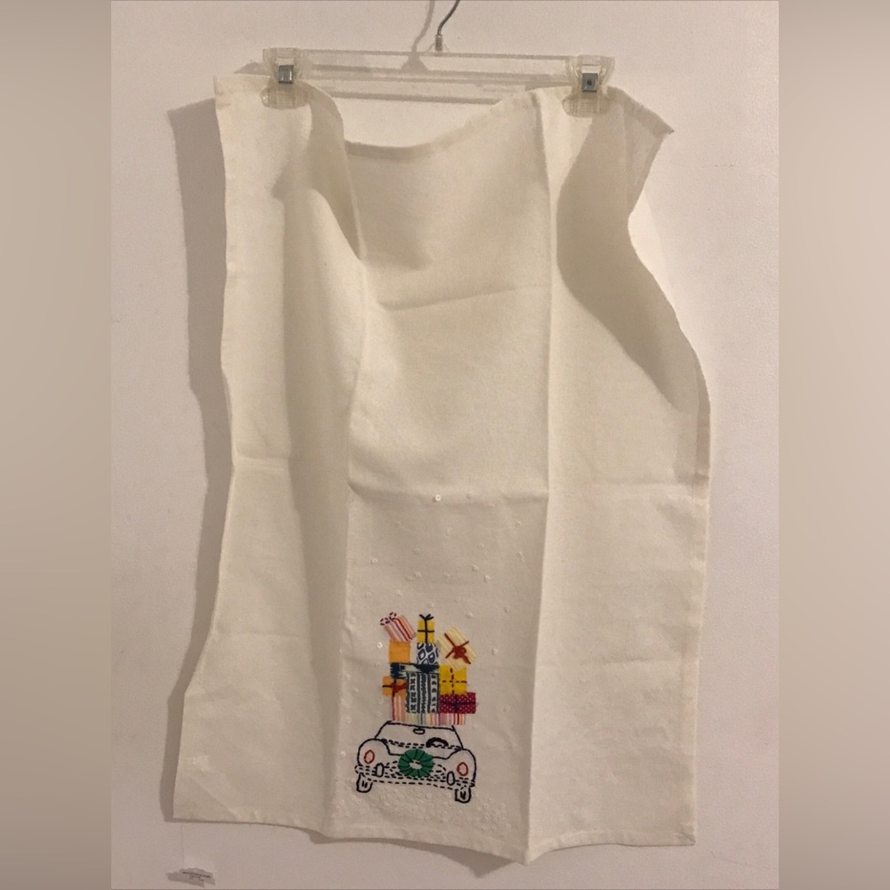 NWT Anthropologie HOLIDAY Embroidered Sequined Kitchen Tea Dish Towel
